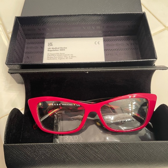 Prada Women's Red Cat-Eye Glasses / New in the original box - Picture 1 of 11